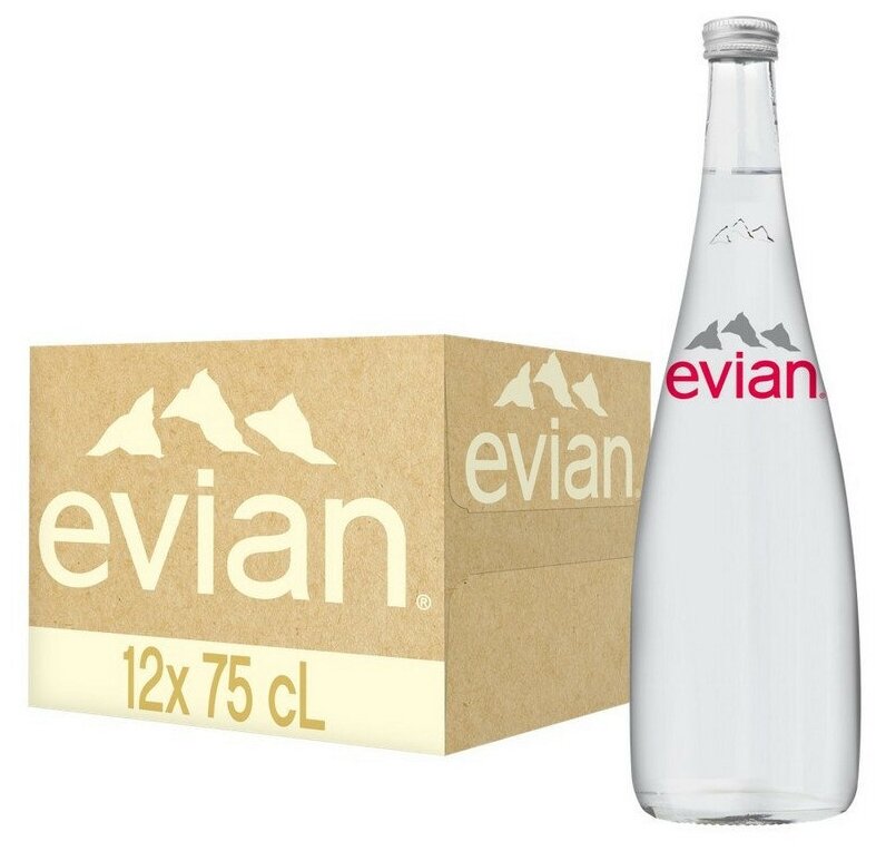 Вода минеральная Evian (Эвиан) 12 шт. по 075 л негазированная стекло