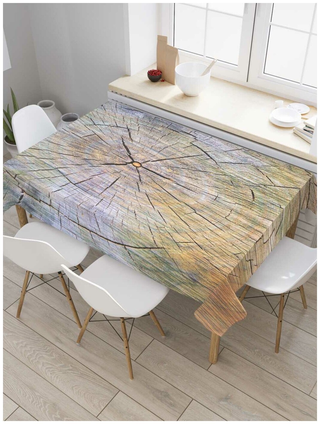 Скатерть прямоугольная JoyArty на кухонный стол "Срез дерева" из оксфорда, 120x145 см