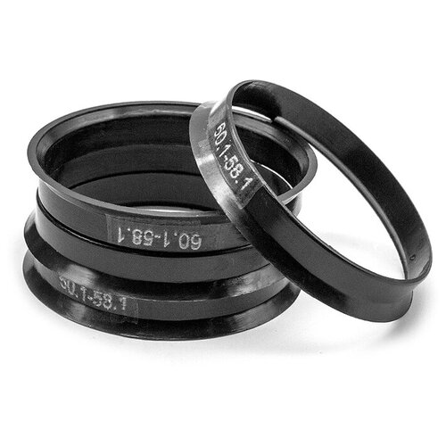 фото Кольца центровочные 60,1х58,1 black 4 шт высококачественный пластик sds exclusive