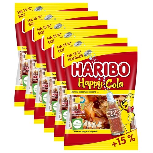 HARIBO Жевательный мармелад Happy Cola / Хэппи Кола, 6шт по 80гр