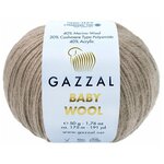 Пряжа Gazzal Baby Wool (40% Мериносовая шерсть, 20% Кашемир ПА, 40% Акрил) 50 г 175 м, 835 кофе с молоком , 1 моток - изображение