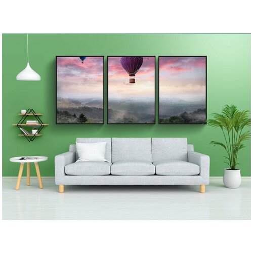 фото Набор модулных постеров для интерьера "воздушный шар, небо, атмосфера" 60x90 см. в тубусе, без рамки lotsprints