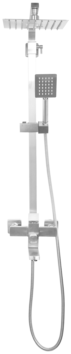 Душевая стойка Wisent W3506А со смесителем, квадратным тропическим душем и лейкой из нержавеющей стали