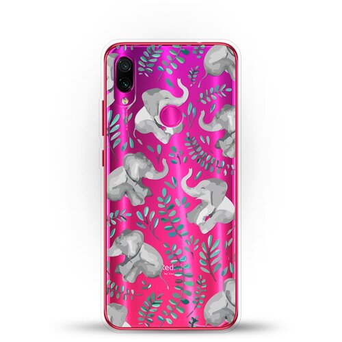 фото Силиконовый чехол узор из слонов на xiaomi redmi note 7 andy & paul