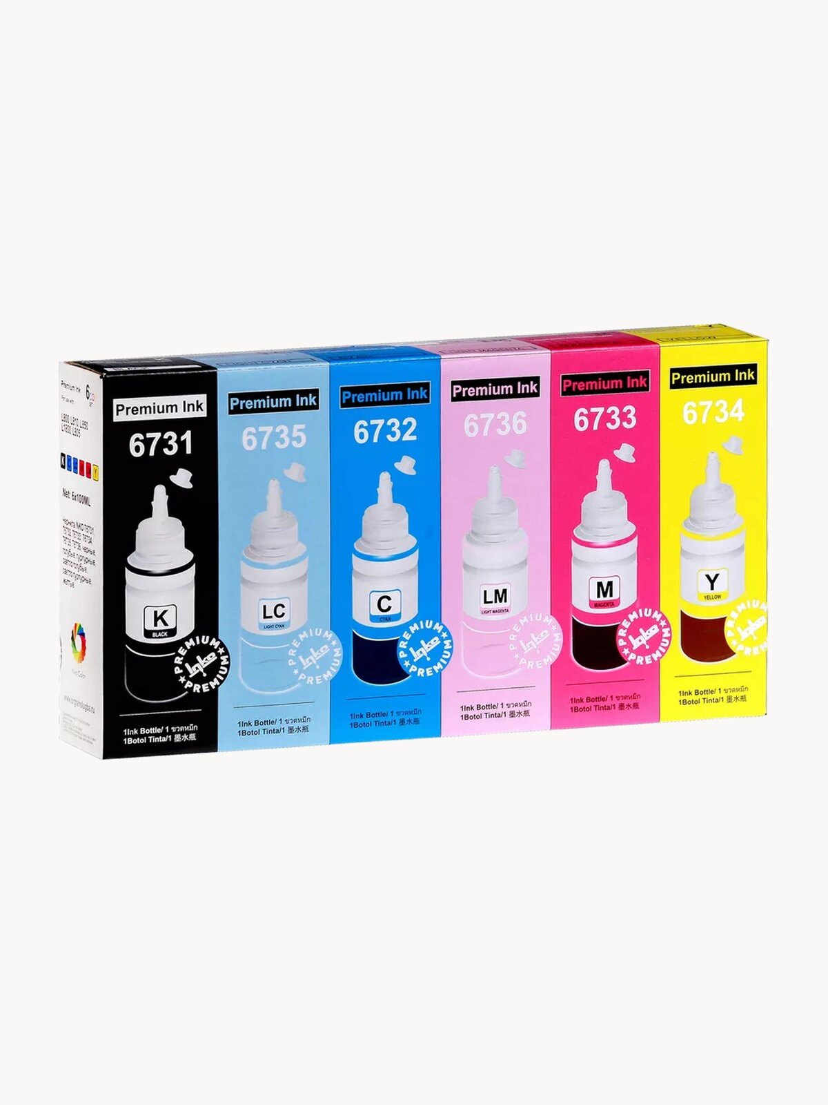 Чернила для Epson 673 для Epson L800, L805, L810, L850, L1800 комплект 6 цветов по 100 грамм Inko