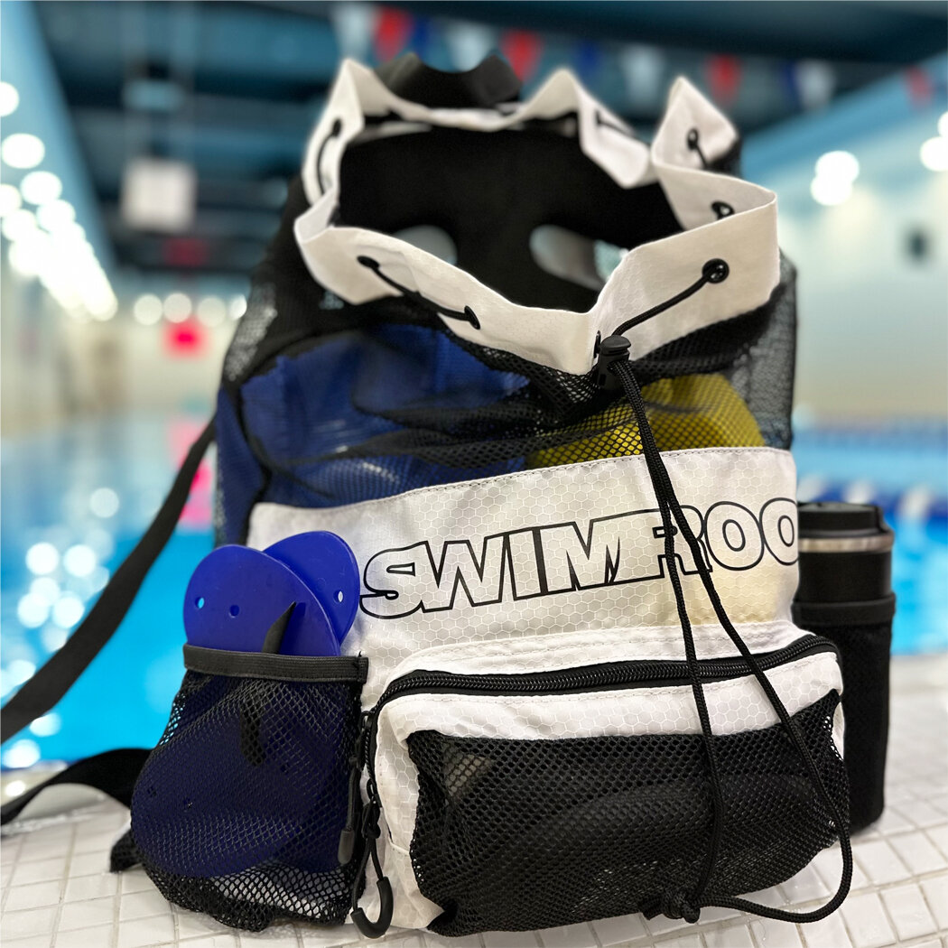 Сетчатый мешок - рюкзак для спорта и пляжного отдыха SwimRoom "Mesh Backpack 2.0", белый