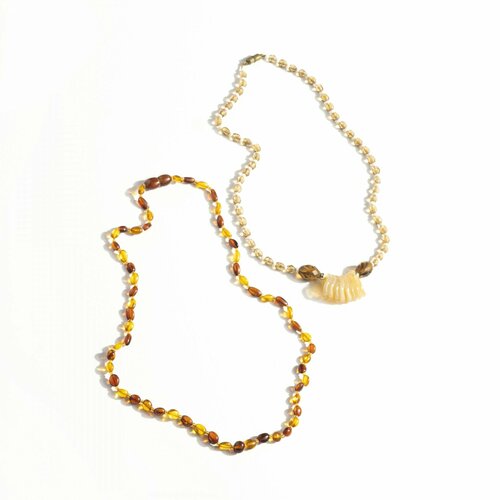 Набор из 2 бус, поделочный камень, агат, стекло, Индия, 1990-2000 гг.