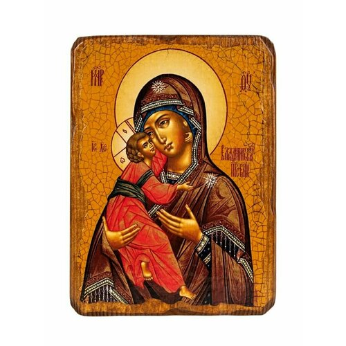 Икона под старину на состаренном дереве Пресвятая Богородица Владимирская 17 х 13 см икона под старину на состаренном дереве пресвятая богородица непроходимая дверь 17 х 13 см