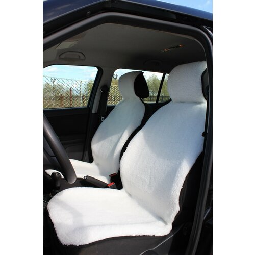 Меховые накидки на передние сиденья автомобиля, цвет белый