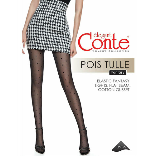 фото Колготки conte elegant pois tulle, 30 den, с ластовицей, матовые, без шортиков, черный