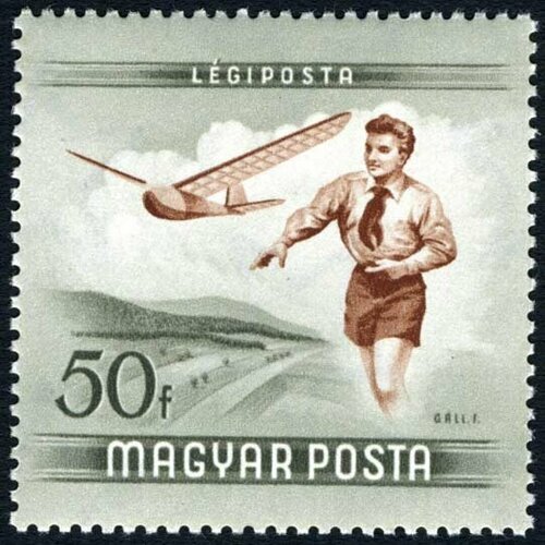 (1954-029) Марка Венгрия Мальчик с планером День авиации II Θ 1985 029 марка венгрия дятел птицы ii θ