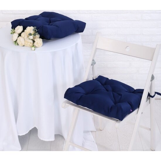 Набор непромокаемых подушек для стула Адель 40х40см 2 шт, темно-синий, файберфлекс, грета 20%, пэ 9686451