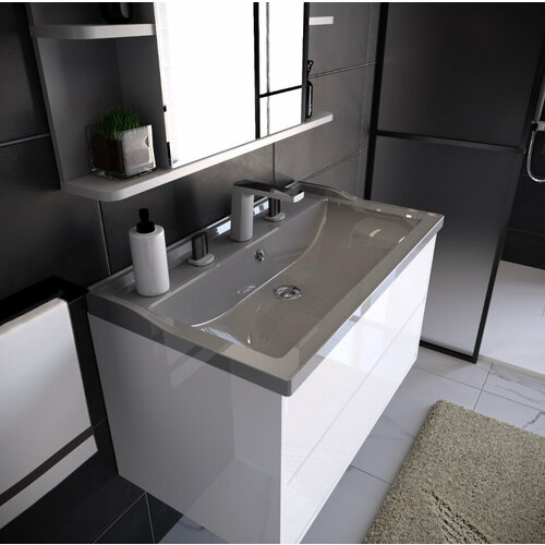 Раковина накладная в ванную комнату Фиеста,80см, сер. глянец