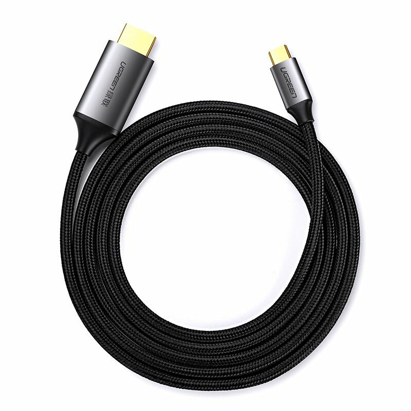 фото Кабель UGREEN MM142 (25155) USB-C to HDMI Male to Male Cable Aluminum Shell. Длина: 1м. Цвет: серый
