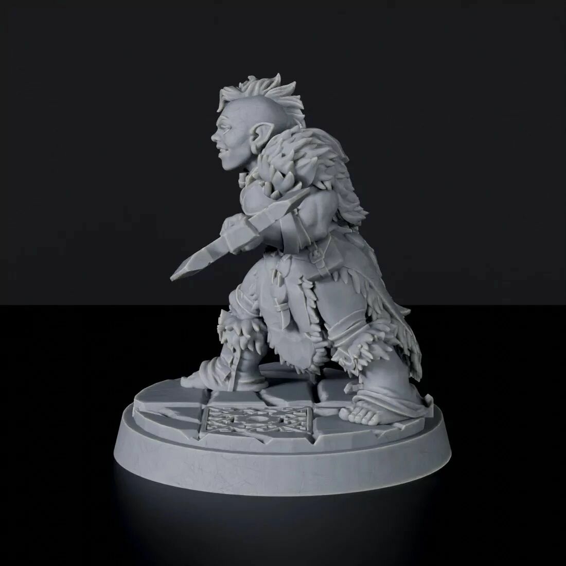 Миниатюра D&D 'Хафлинг варвар с секирой' масштаб 32 мм (DnD, Dungeons & Dragons, ДнД, Подземелья и Драконы, Pathfinder) — фото 1
