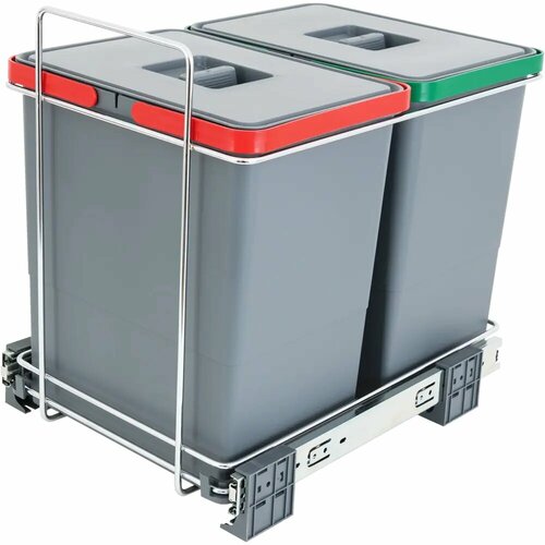Контейнер для мусора Aff выдвижной двухсекционный 2x18 л 31x42x46 см пластик цвет серый 14979₽