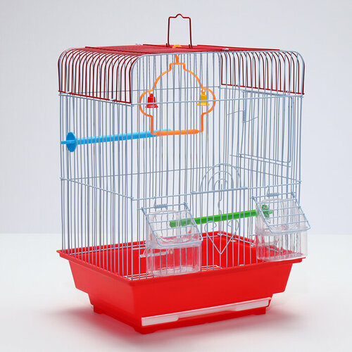 Клетка для птиц укомплектованная Bd-1/2q, 30 х 23 х 39 см, красная (фасовка 12 шт) (комплект из 12 шт)