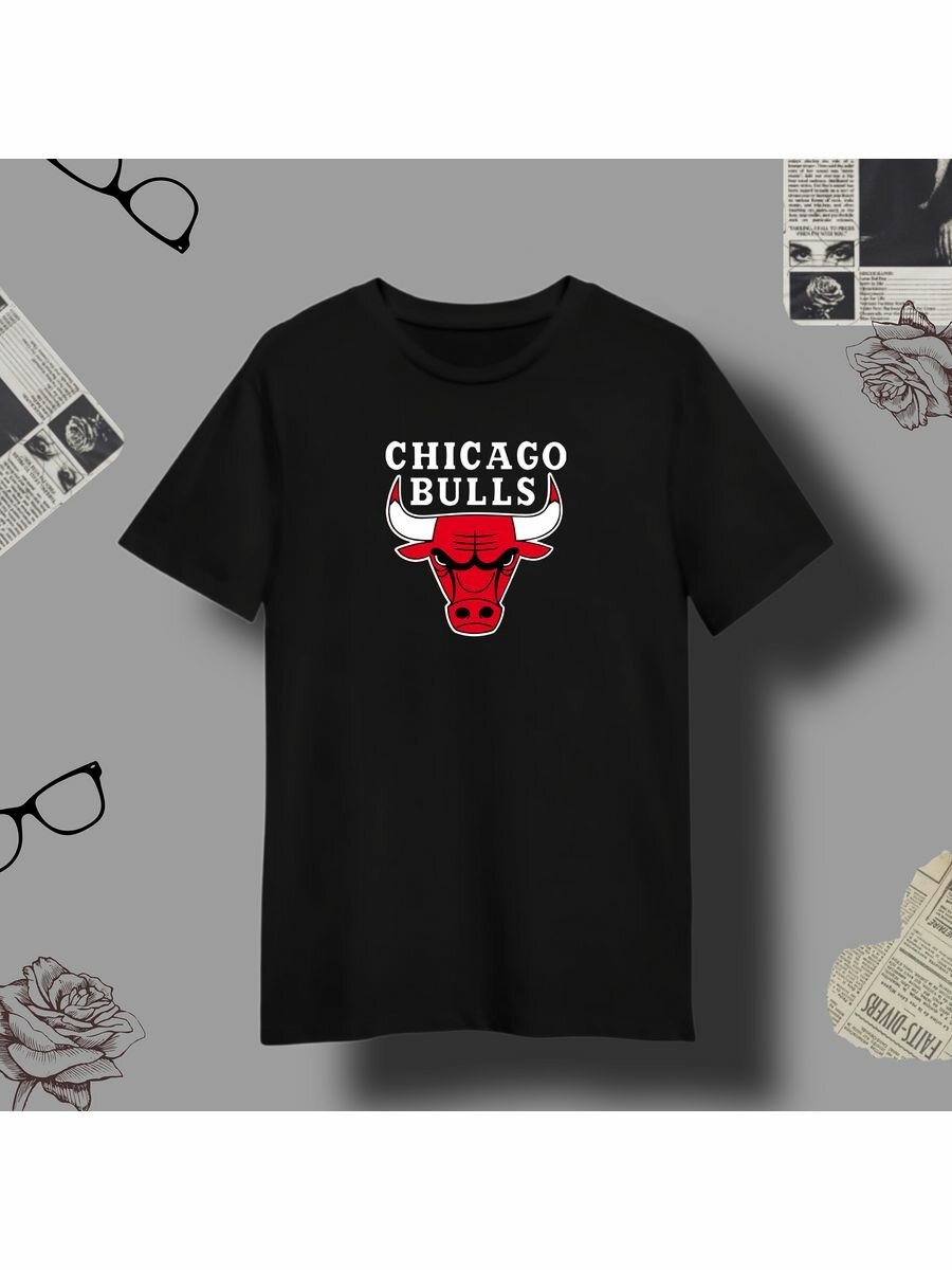 Футболка красный бык chicago bulls, размер XL, черный