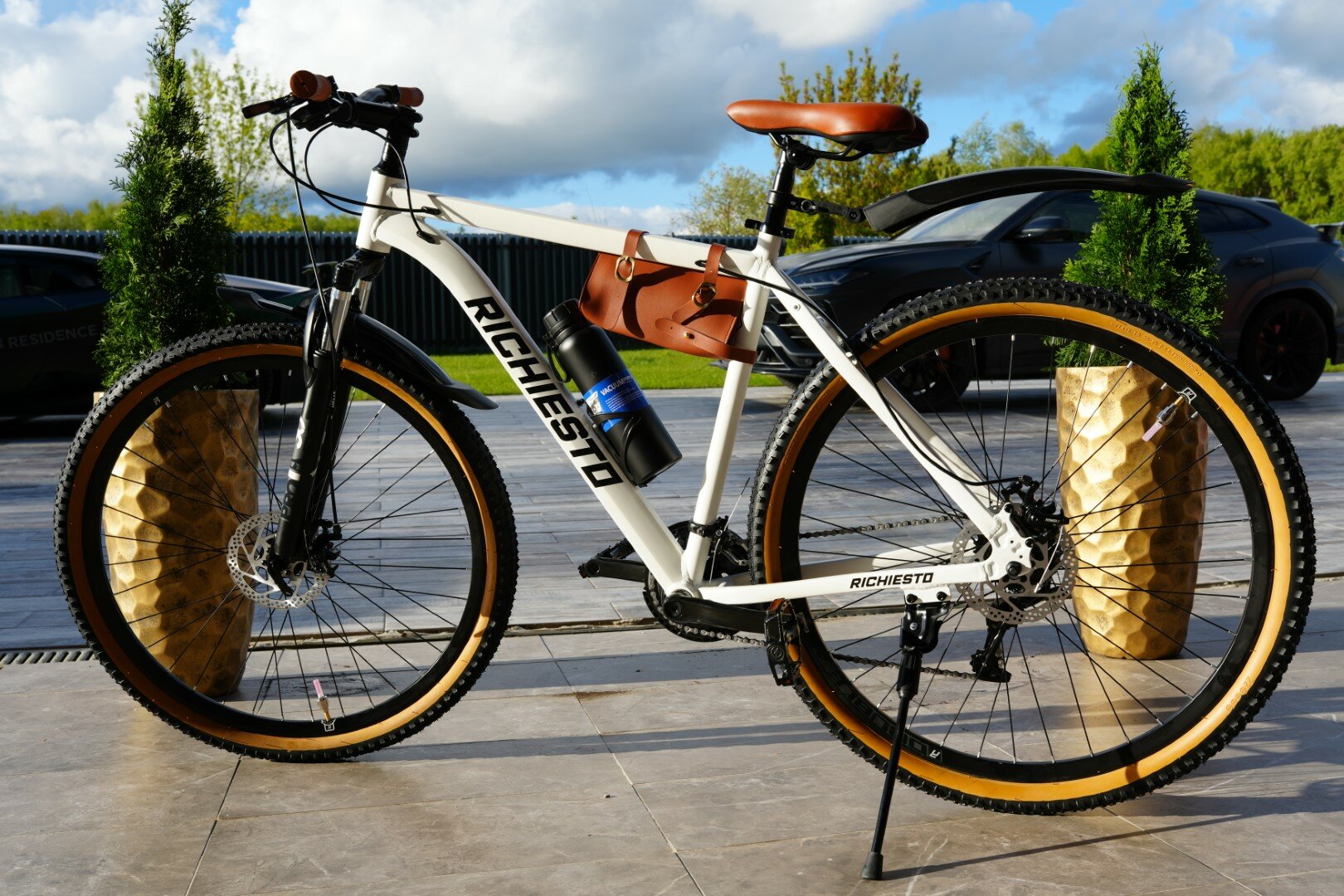Велосипед горный RICHIESTO 29" Алюминиевая рама 21", Взрослый Спортивный Унисекс, белый/коричневый матовый