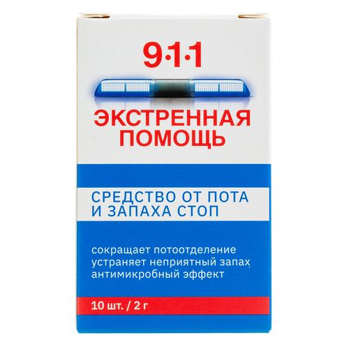 911 Экстренная помощь Средство от пота и запаха стоп 2 г 10 шт 115₽