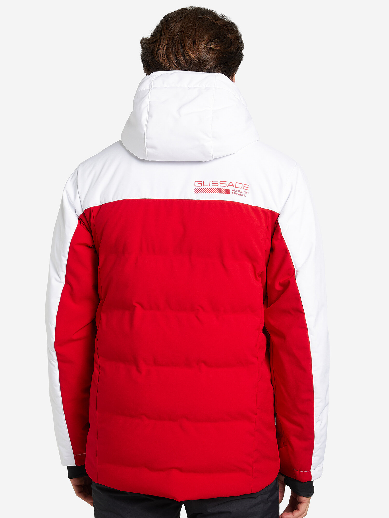 Куртка GLISSADE Men's Faux Down jacket, размер 48, белый-красный — фото 1