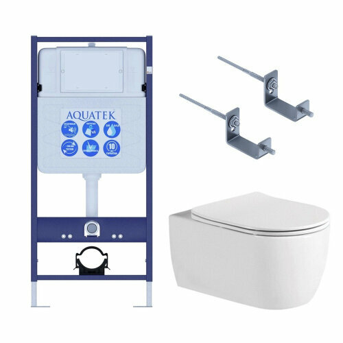 Set AQUATEK европа New-KKI2 (рама AQUATEK Standard INS-0000012+звукоизоляционная прокладка+крепеж KKI-0000002+унитаз европа AQ1106L-00+тонкое сиденье