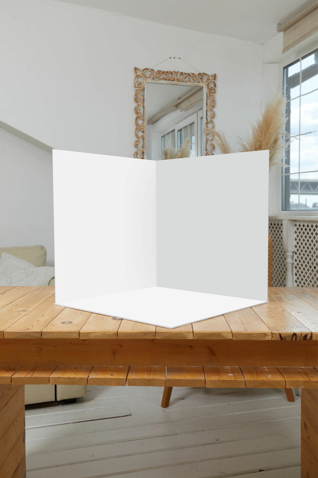 Фотофон белый для предметной съемки безбликовый, 3D-фотофон из ПВХ 4 мм (толщина) 48*49 см