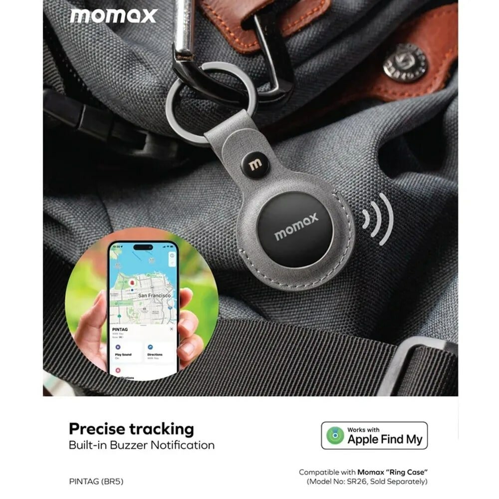 GPS трекер для отслеживания Momax PINTAG Find my Tracker, (BR5W), белый