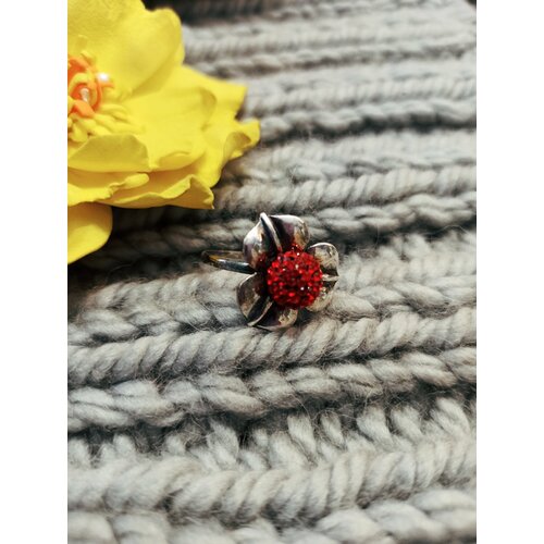 Кольцо Anikom, размер 19.5, серебряный, красный