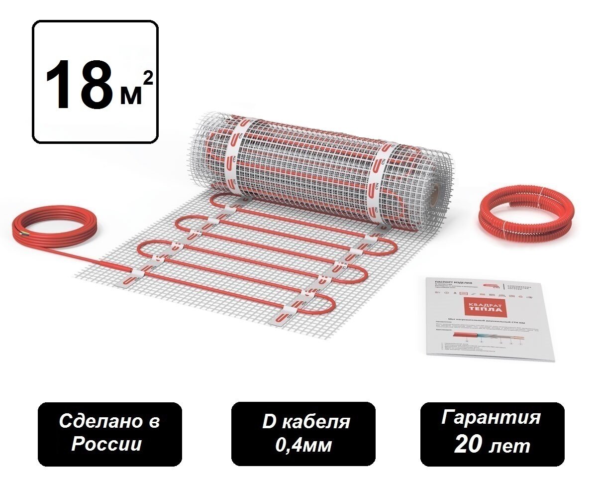 Теплый пол СТН КМ 2 кв.м. электрический под плитку