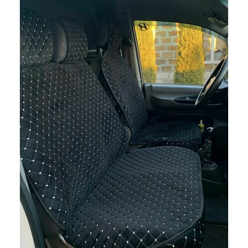 Накидки/Чехлы на сиденья С боковинами и подголовниками из стёганного велюра для Mercedes Sprinter/VW Crafter/Transporter/Caravella