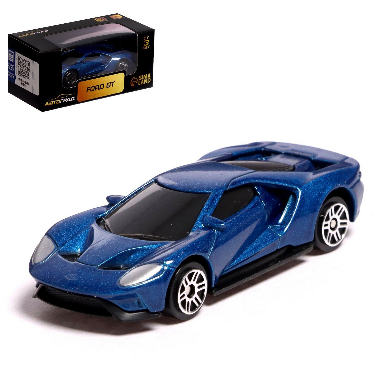 Машина металлическая FORD GT, 1:64, цвет синий