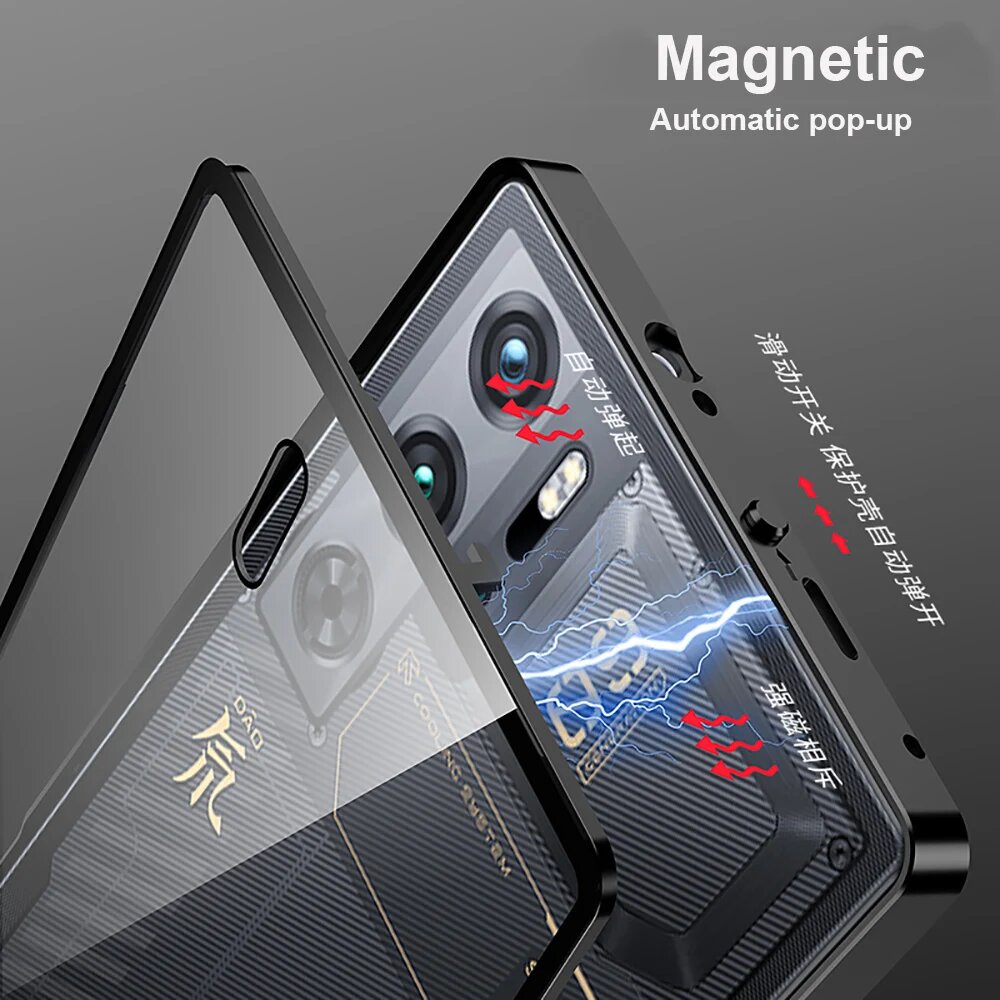 Бампер из алюминиевого сплава, стеклянный чехол для ZTE Nubia Red Magic 9 Pro Plus, блестящая металлическая рамка, противоударный чехол — фото 1