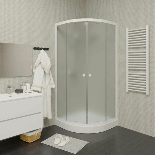 Изображение товара Душевой уголок Parly ZF81 (80х80х190), Низкий поддон, Профиль белый, Стекло матовое