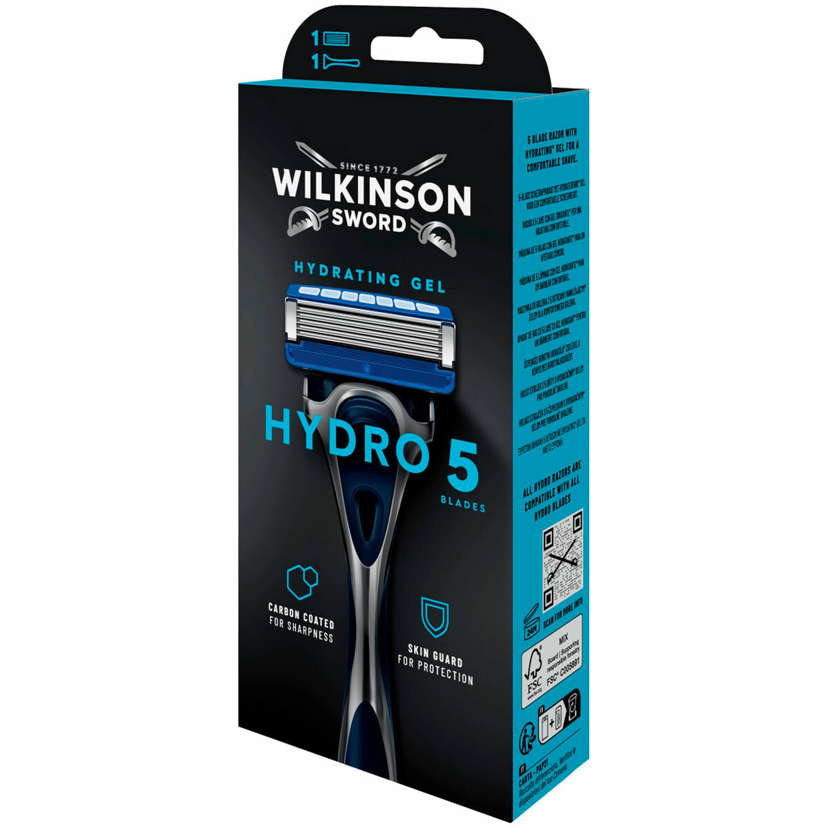 Wilkinson Sword Бритва HYDRO 5 (1 станок, 1 кассета), 5 лезвий, "флип-триммер", плав. головка, гелевая увл. полоска — фото 1