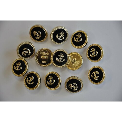 Пуговицы для пиджаков и костюмов С якорем 17 мм 6 штук в упаковке к-26 1257₽