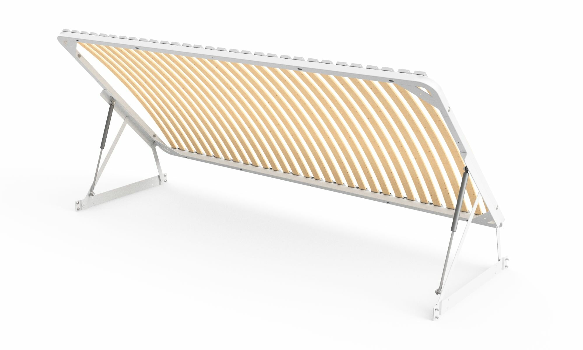 No-standard 100x200 (99х200) Ортопедическое основание с подъёмным механизмом для ящика цельносварное с боковым открыванием, профиль 30х30х1,5мм, узкие ламели 30 шт.