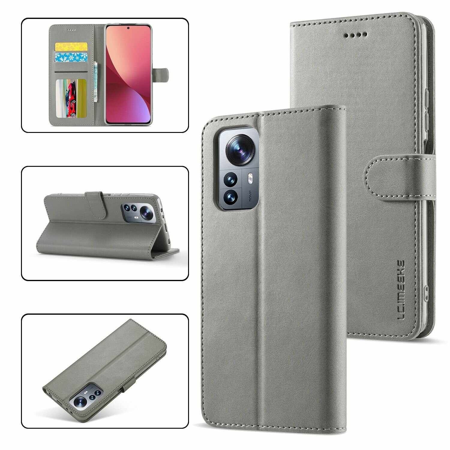 Картинки LCIMEEKE Кожаный книжка чехол для Xiaomi 12 Lite / Сяоми 12 Лайт с визитницей из экокожи
