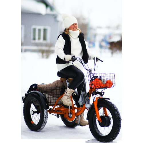Электровелосипед велосипед с электрическим двигателем трехколесный фэтбайк для взрослых всесезонный тип Зима-Лето оранжевый 14787900₽