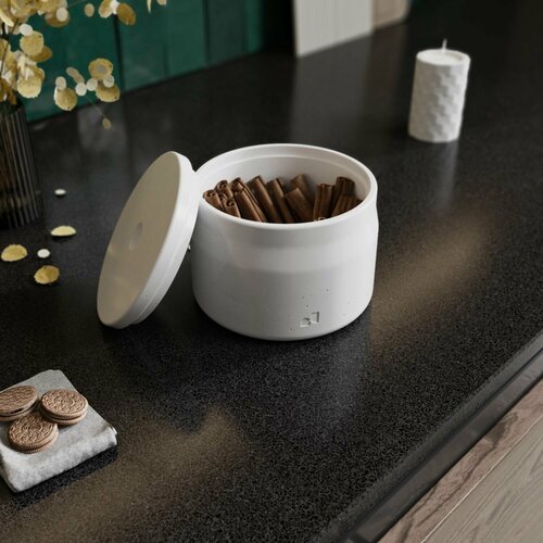 Контейнер для хранения круп. Посуда для кухни. Банка - емкость для специй и сыпучих продуктов Vienna M белая глянцевая.