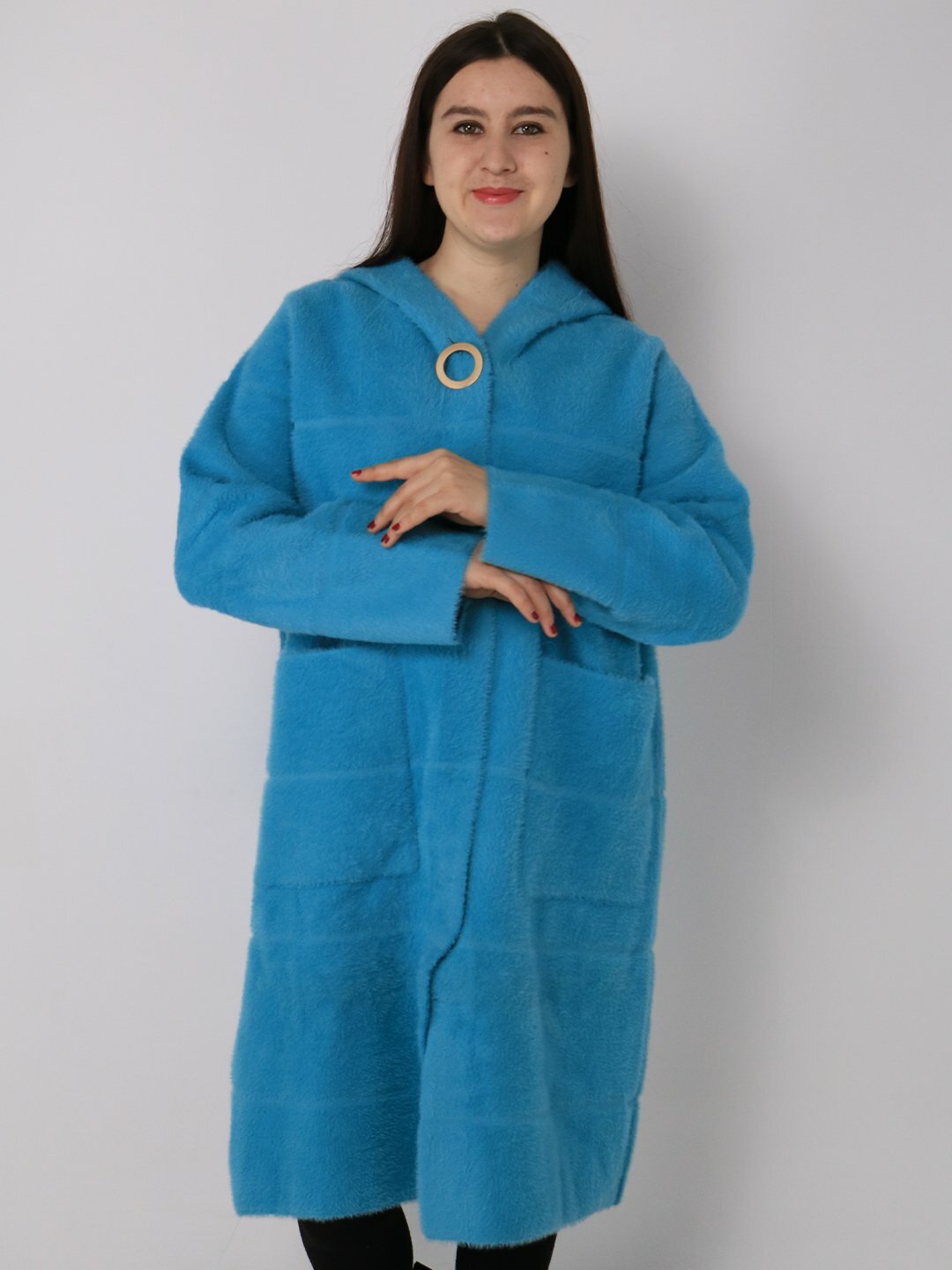 Пальто, размер One Size, лазурный — фото 1