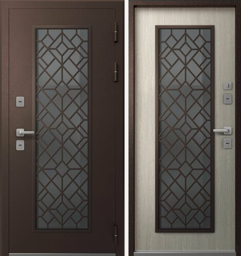 Изображение товара Дверь входная металлическая с терморазрывом Эталон Термо-СП10 Шоколад муар блеск-Дуб полярный 960 правая