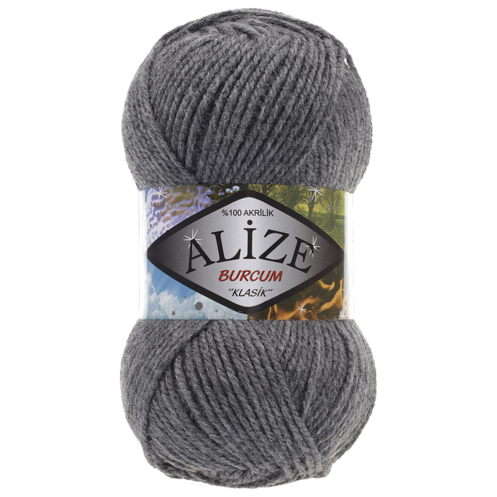 Пряжа для вязания Alize Burcum klasik 196 темно-серый меланж 100 гр/210 м 100% акрил