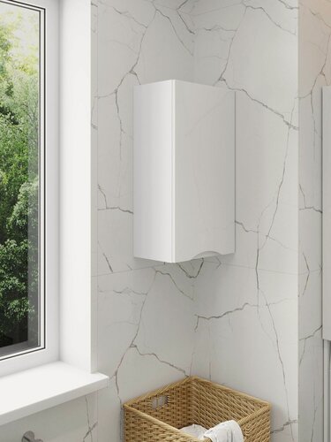 Изображение товара Шкаф полка для ванной комнаты Fauraplus, Анита 40, правый, белый, глянцевый.