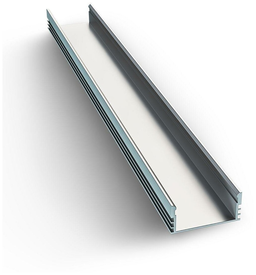 фото Профиль алюминиевый накладной П-образный для светодиодной ленты или неона Apeyron 08-07-01. Профиль для укладки светодиодной подсветки, без рассеивателя, цвет серебро, 16 х 12 мм, 2 метра, ширина ленты до 10 мм, без заглушек