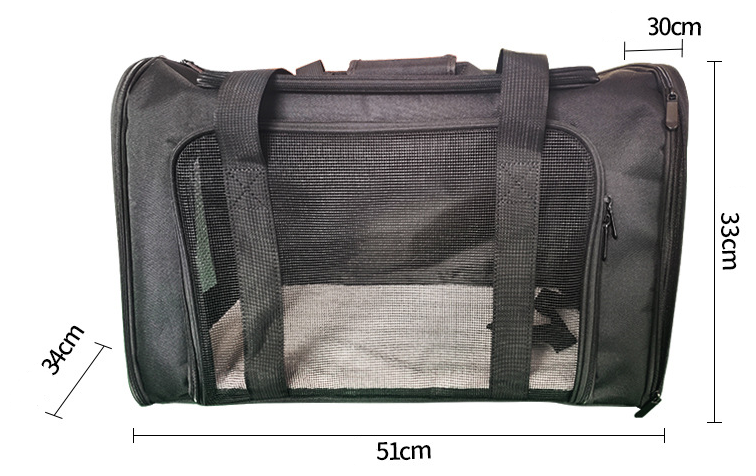 Переноска для животных ZES, сетчатая сумка для переноски кошек и собак, размер 51х33х34, серого цвета - фотография № 3