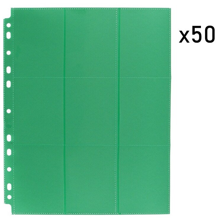 Упаковка листов двусторонних с кармашками 3х3 с боковой загрузкой - Blackfire (зелёный)