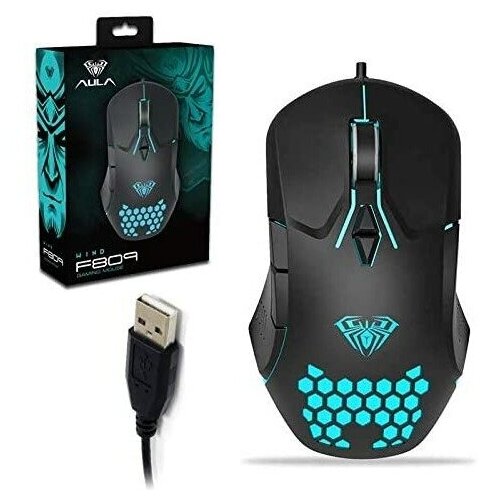 Мышь проводная AULA F809 3200 dpi USB черный
