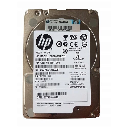 Жесткий диск HP 900 ГБ 507129-018 жесткий диск hp 146 gb 6g 10k 2 5 dp sas hdd [507126 b21]