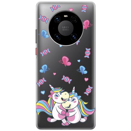 Силиконовый чехол с принтом Unicorns and Candies для Huawei Mate 40 Pro / Хуавей Мейт 40 Про силиконовый чехол на huawei mate 40 pro what для хуавей мейт 40 про